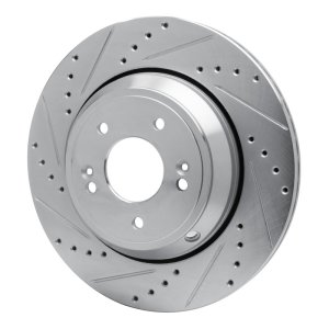 Genesis G80 Brake Rotor (1) - Rear Left - R1 Concepts - Drilled & Slotted - Silver - `18-`23